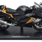 Suzuki Hayabusa 2022 Negra Motocicleta A Escala 1:12 Maisto con soporte