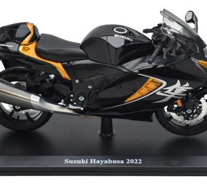 Suzuki Hayabusa 2022 Negra Motocicleta A Escala 1:12 Maisto con soporte